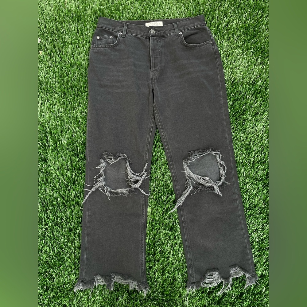 FREE PEOPLE WOMEN DISTRESSED BLACK MAGGIE JEANS SIZE 29 - Picture 4 of 6